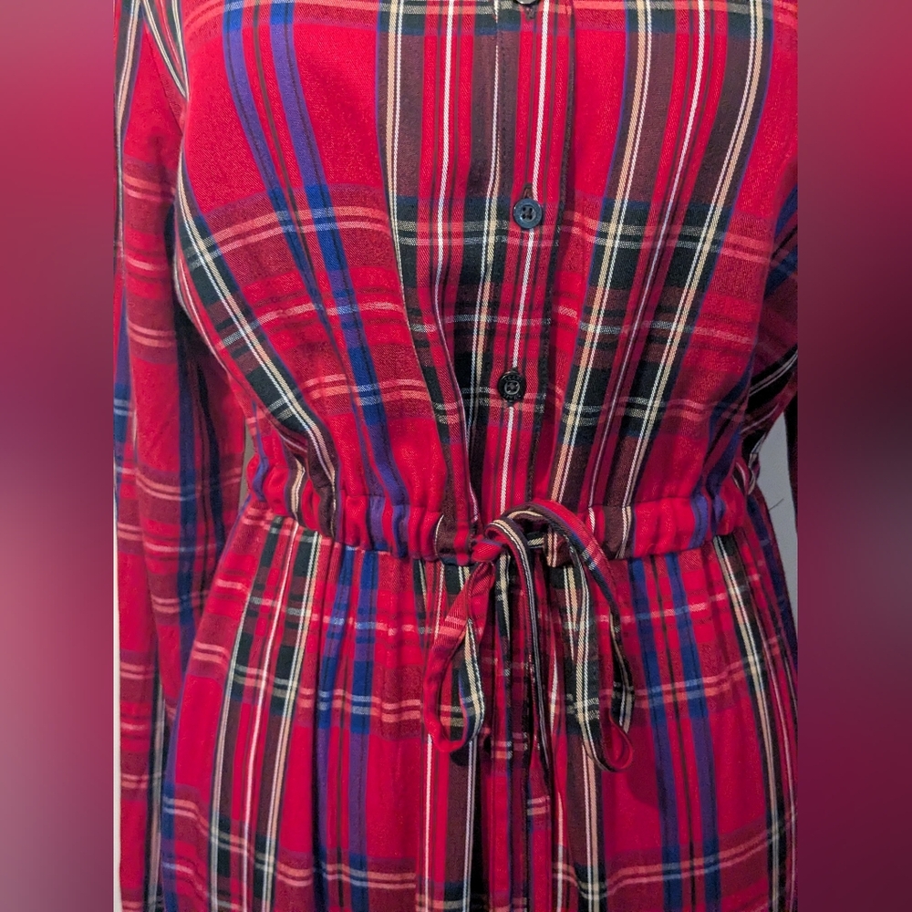 CHAPS NWT Tartan Plaid Drawstring Waist Maxi Dress - Picture 12 of 16